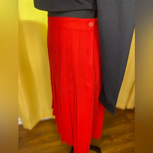 Wardrobe Maker Vintage Red Pleated Skirt Size 14 - Picture 3 of 5